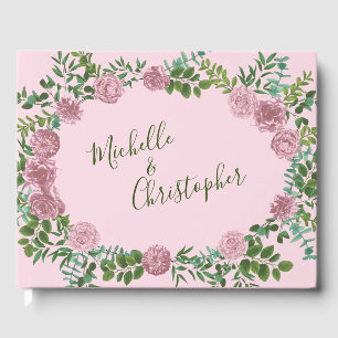 Pink Wedding Pastel Vintage Rose Guest Book