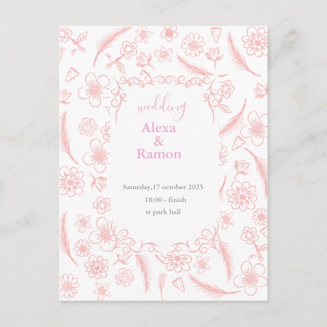 pink wedding postcard (Front)