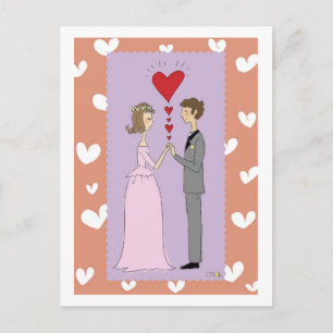 Pink wedding postcard