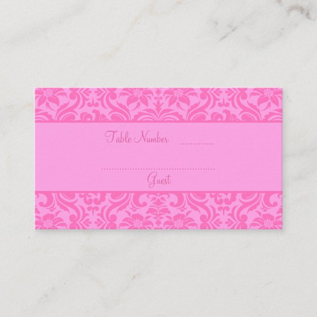 Pink Wedding Reception Table Place Cards (Front)