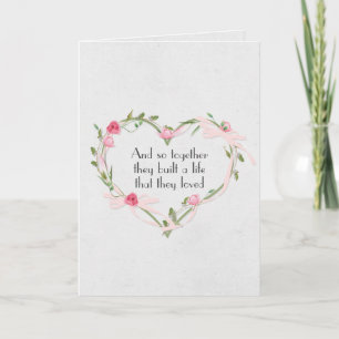 Pink Wedding Rose Heart Card
