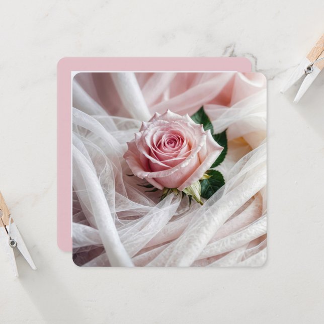 Pink Wedding Rose Vow Renewal Invitation (Front/Back In Situ)