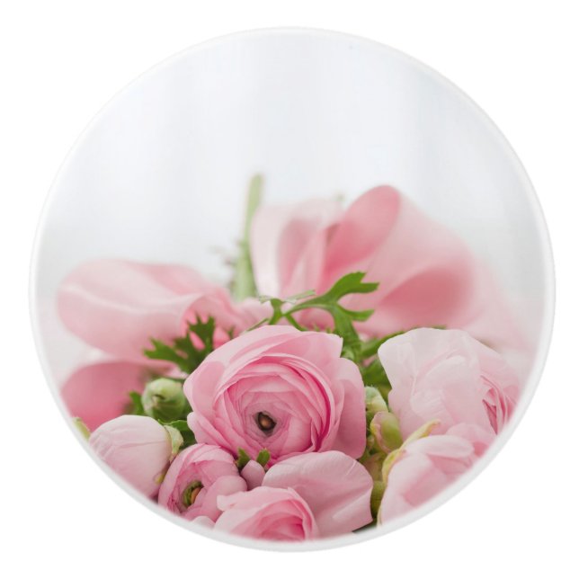Pink Wedding Roses Ceramic Knob (Front)