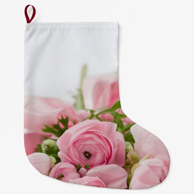 Pink Wedding Roses Large Christmas Stocking (Front)