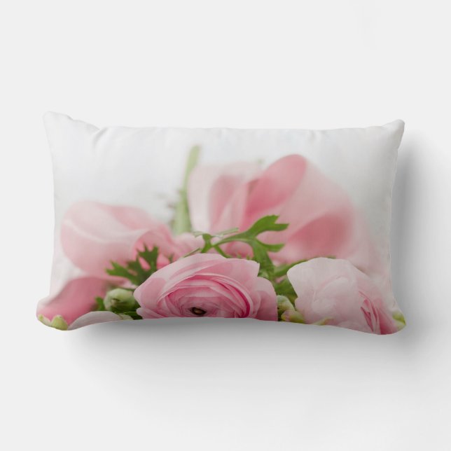 Pink Wedding Roses Lumbar Cushion (Front)