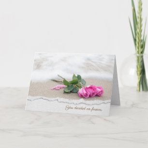 Pink Wedding Roses On Beach Card