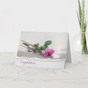 Pink Wedding Roses On Beach Card