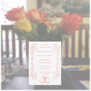 Pink Wedding Save The Date Bells Scrollwork