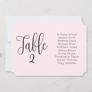 Pink wedding seating chart. Blush landscape modern Invitation