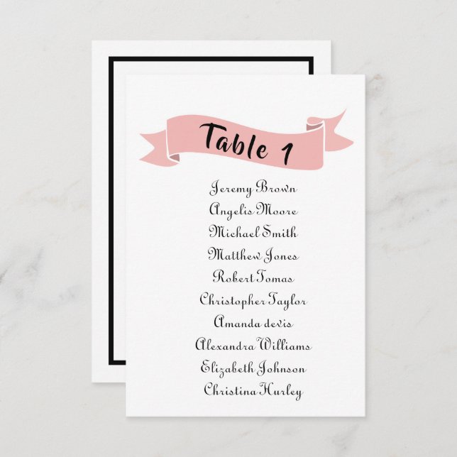 Pink wedding seating chart. invitation (Front/Back)