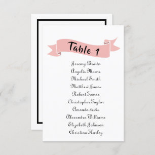 Pink wedding seating chart. invitation