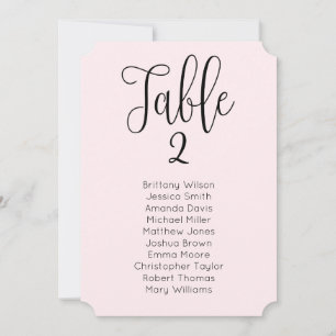 Pink wedding seating chart. Modern calligraphy Invitation