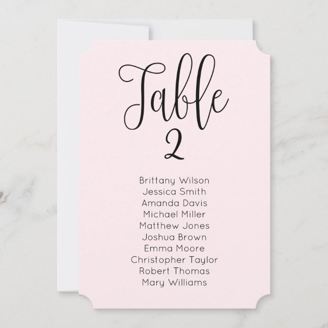 Pink wedding seating chart. Modern calligraphy Invitation (Front)