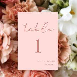 Pink Wedding Table Number