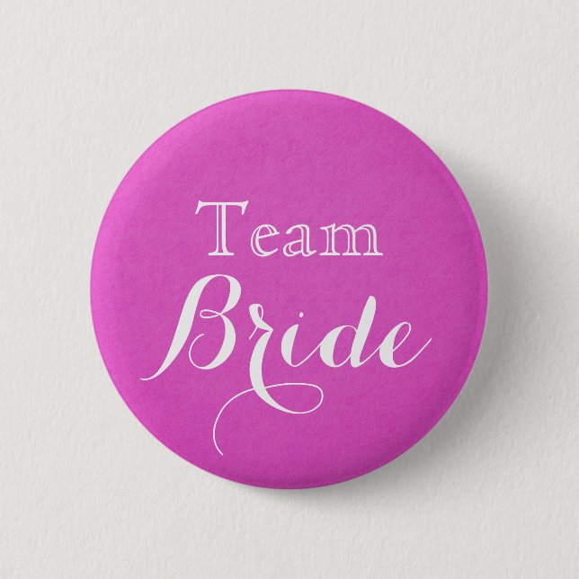 Pink Wedding Team Bride Button (Front)