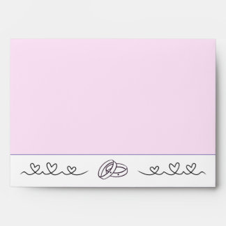 Pink wedding theme heart and rings envelope
