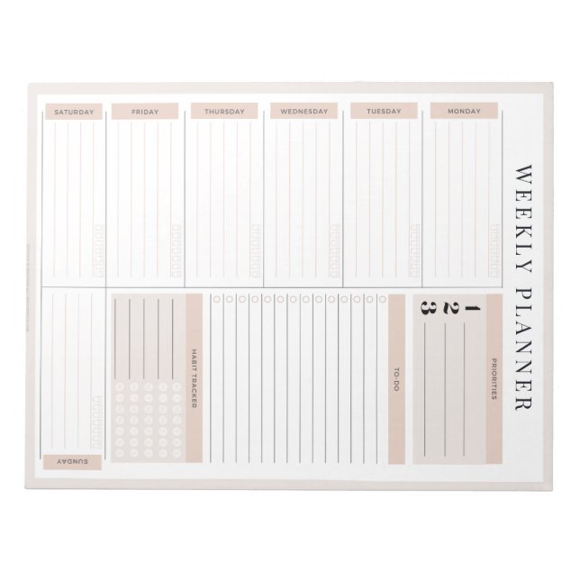 Pink Weekly Planner Notepad (Front)