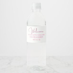 Pink Welcome Lettering Custom Wedding Water Bottle Label