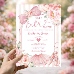 Pink We're Tutu Excited Ballerina Girl Baby Shower Invitation