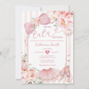 Pink We're Tutu Excited Ballerina Girl Baby Shower Invitation