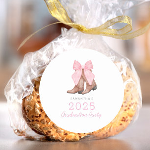 Pink Western 2025 Graduation Classic Round Sticker