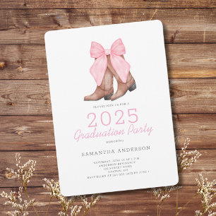 Pink Western 2025 Graduation Party  Invitation