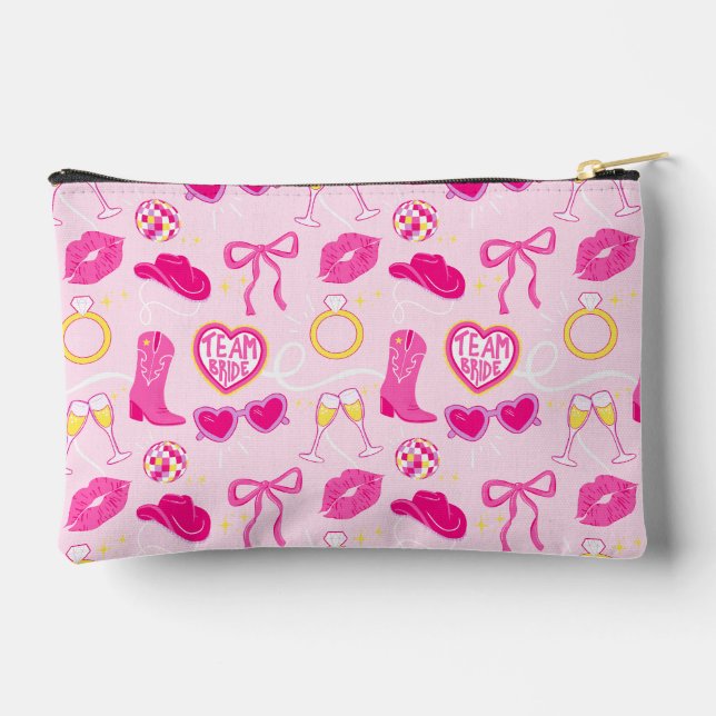Pink Western Bachelorette Cosmetic Bag (Back)