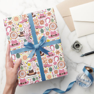 Pink Western Charm Wrapping Paper