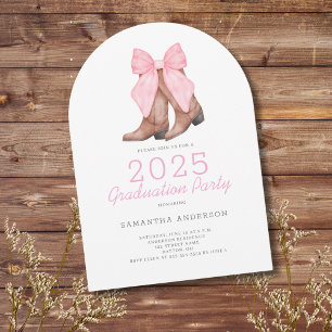 Pink Western Cowgirl 2025 Graduation Party  Invitation