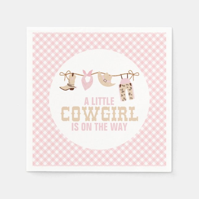 Pink Western Cowgirl Baby Shower Napkin (Front)