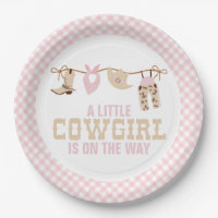 Pink Western Cowgirl Baby Shower Paper Plates