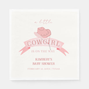 Pink Western Cowgirl Hat Baby Shower Napkin