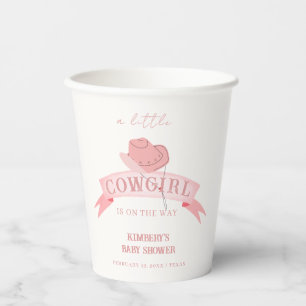 Pink Western Cowgirl Hat Baby Shower Paper Cups
