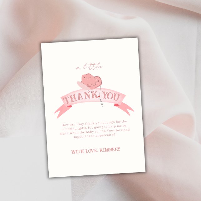 Pink Western Cowgirl Hat Baby Shower  Thank You Card (Pink Western Cowgirl Hat Baby Shower Thank You Card)