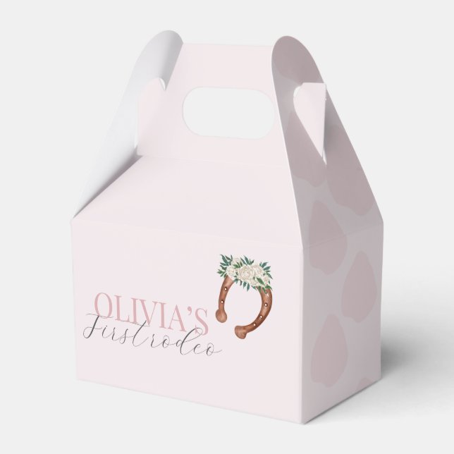 Pink western cowgirl rodeo photo birthday favour box (Front Side)