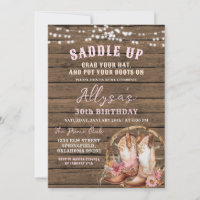 Pink Western Cowgirl Rustic Any Age Birthday