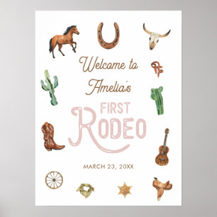 Pink Western First Birthday Rodeo Welcome Sign