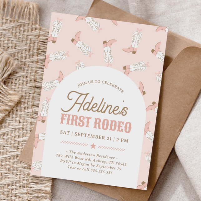 Pink Western First Rodeo Girl Birthday Invitation (Creator Uploaded)