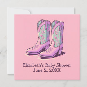 Pink Western Girl Baby Shower Cowgirl Boots Invitation
