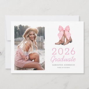 Pink Western Photo 2026 Graduation  Announcement