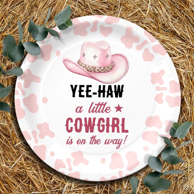 Pink Western Rodeo Cowgirl Baby Shower Paper Plate (Creator Uploaded)