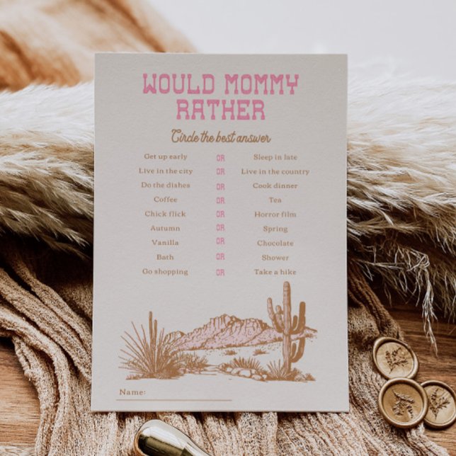 Pink Western Would Mummy Rather Baby Shower Game (Creator Uploaded)