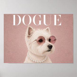 Pink Westie Dog Covergirl A4 Poster