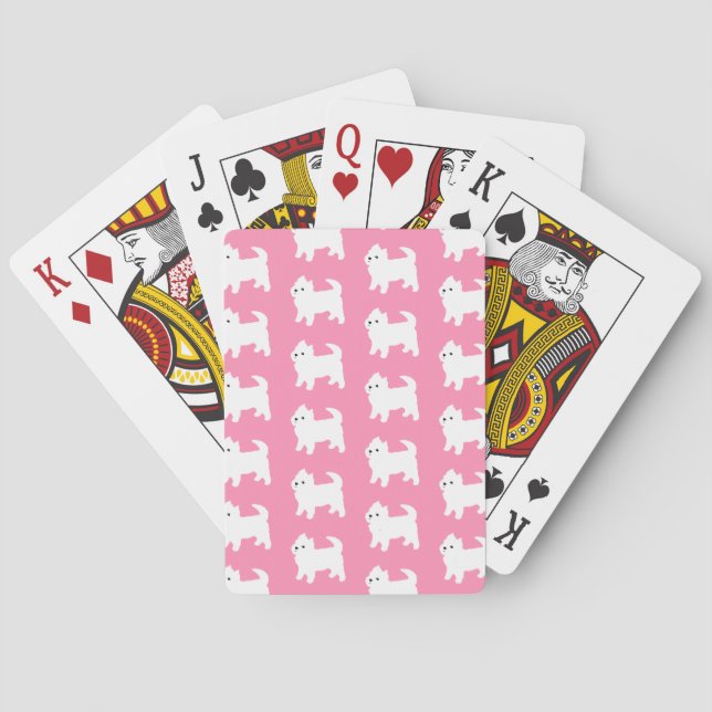 Pink Westie Pattern - West Highland Terrier Dogs Playing Cards (Back)