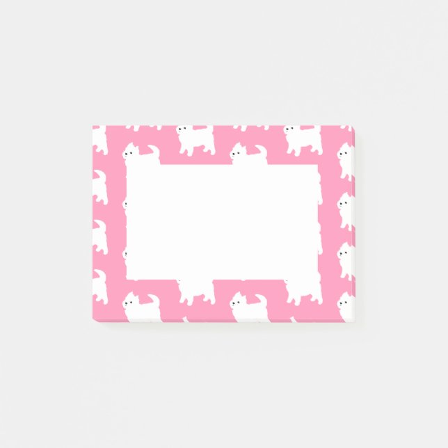Pink Westie Pattern - West Highland Terrier Dogs Post-it Notes (Front)