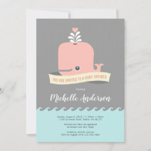 Pink Whale Baby Shower Invitation