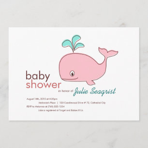 Pink Whale Baby Shower Invitations