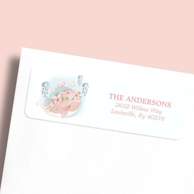 Pink Whale Jellyfish Girl Baby Shower Address (Creator Uploaded)