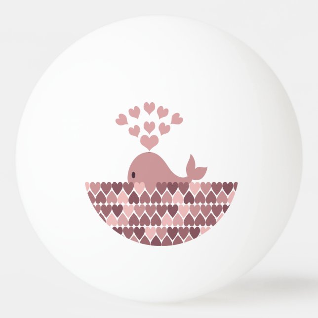 Pink Whale Love Ping Pong Ball (Front)