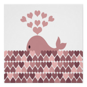 Pink Whale Love Poster